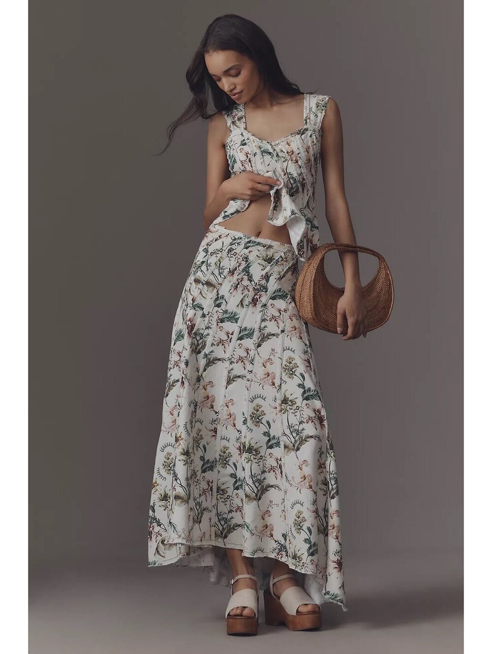 New By Anthropologie Swirled Seam Maxi Skirt size Us8